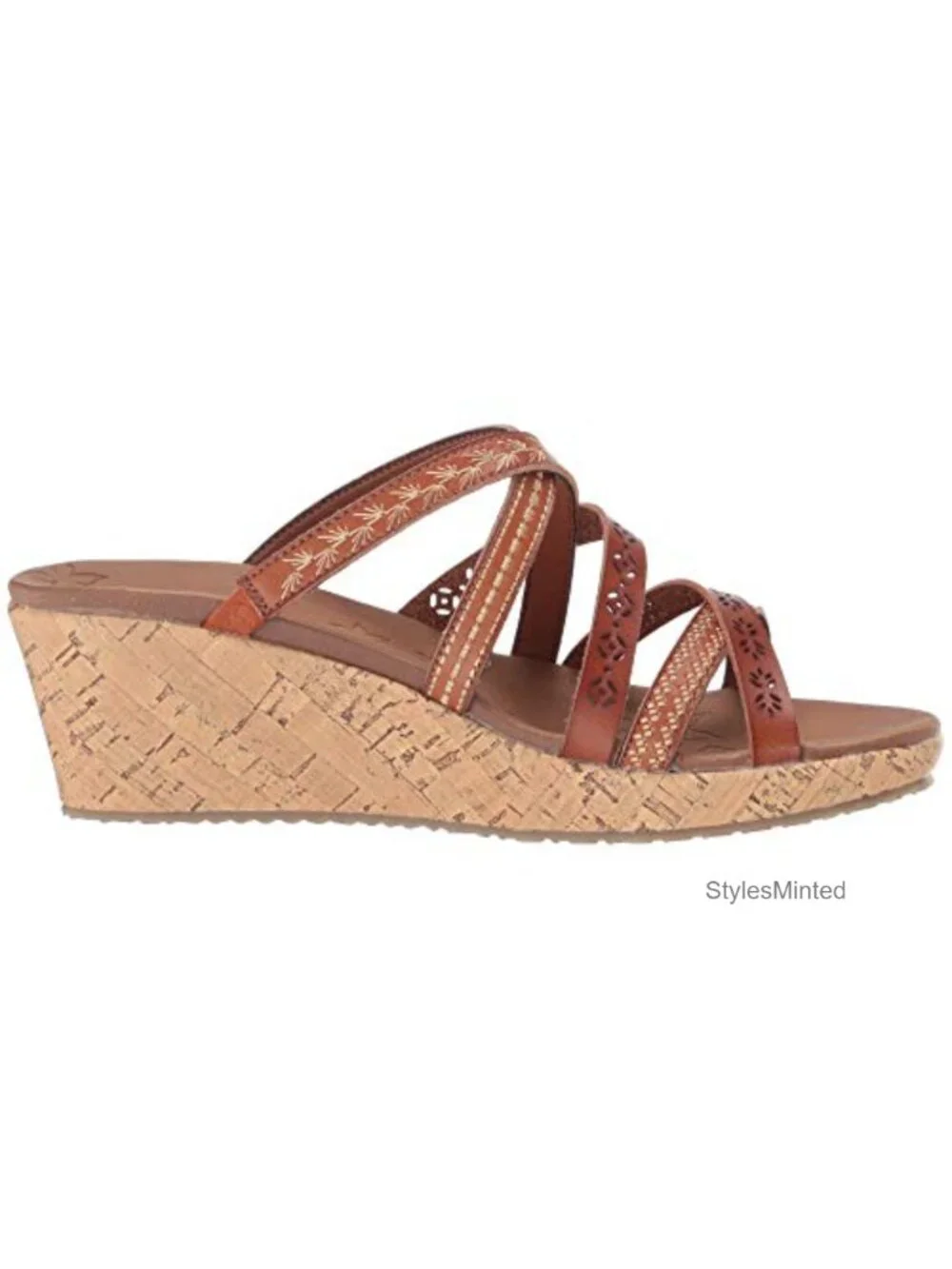 Skechers Beverlee Women's Wedge Sandals - Embroidered, Boho Chic, 2.25 Heel